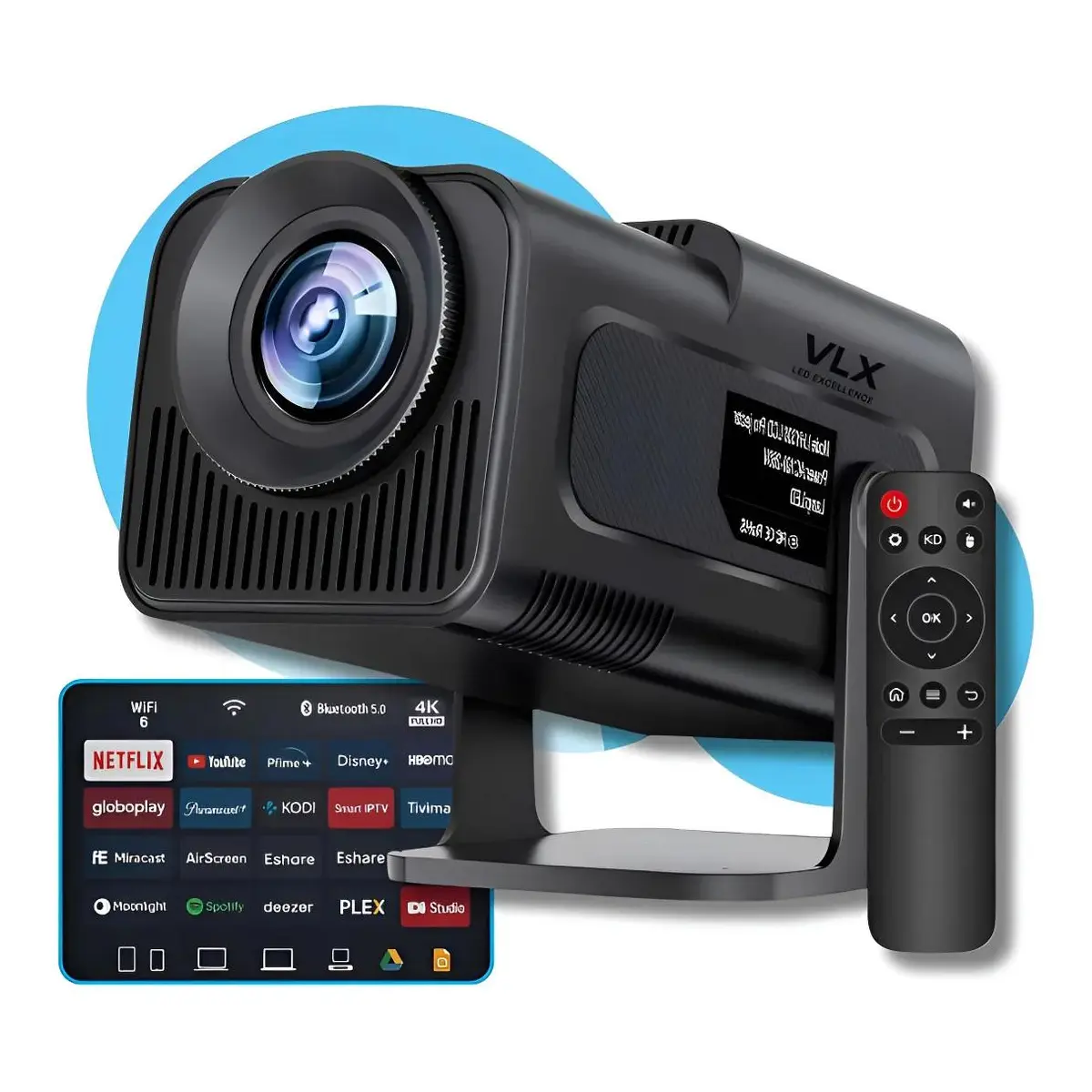 Projetor Vlx Hy320 Mini 4k Wi-fi Preto Bluetooth Android